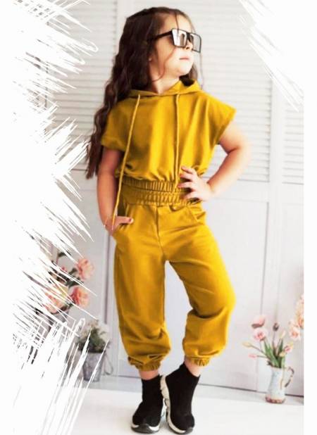 Yellow Colour KEEVA CHILDREN Western Wear Latest Designer imported Cap Top And Pant Baby Girls Collection KEEVA 05
